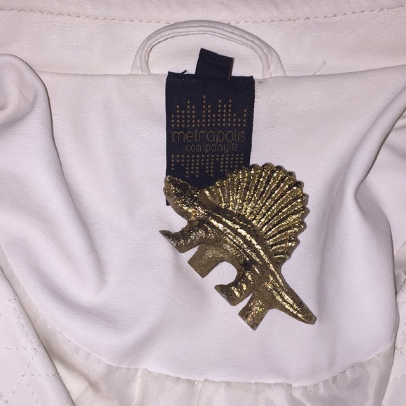 Woman White Biker Jacket - Picture 3 of 3